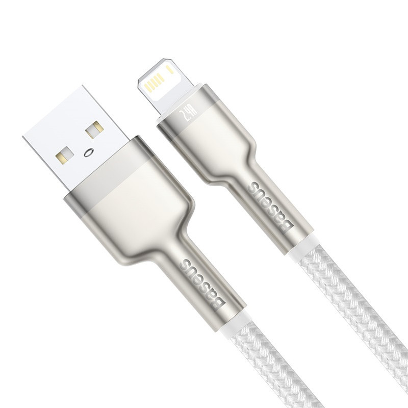 Кабель Baseus Cafule Series Metal Data Cable USB to IP 2.4A 2m White Одеса - фото 3
