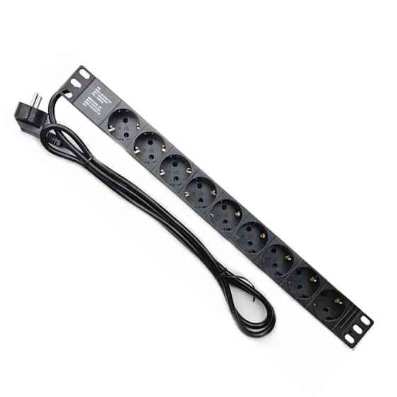 Мережевий фільтр CSV 1U 19" (WT-2261A-GER-9WAY) чорний, 9 розеток без вимикача, довжина кабелю 1.8м Київ