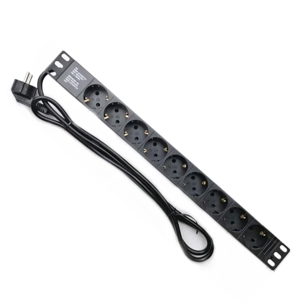 Мережевий фільтр CSV 1U 19" (WT-2261A-GER-9WAY) чорний, 9 розеток без вимикача, довжина кабелю 1.8м Київ - фото 1