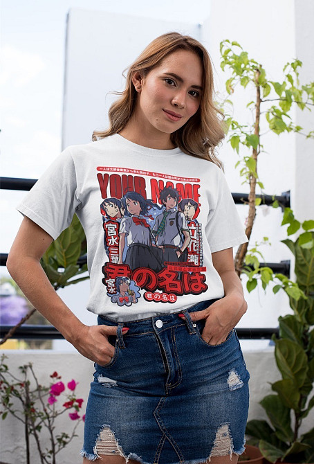 Футболка для хлопчика з аніме принтом Йоур Наме Аніме Мітсуха оверсайз (зріст від 165 до 180) Чорний AnimeJ0186m Дніпро - фото 3