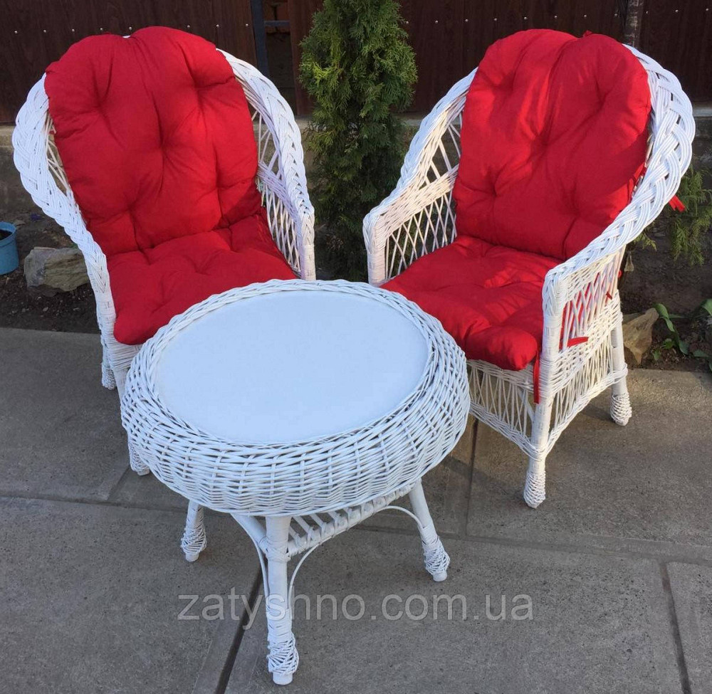 Білі плетені меблі | меблі з лози біла | меблі плетені з лози з накидками Київ - фото 6