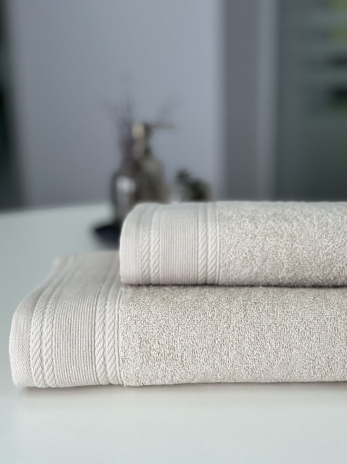 Комплект махрових рушників IDEAL TEXTILE Легкий бриз 50х90 + 70х140 см 450 г/м2 100% бавовна Бежевий Чернівці - фото 2