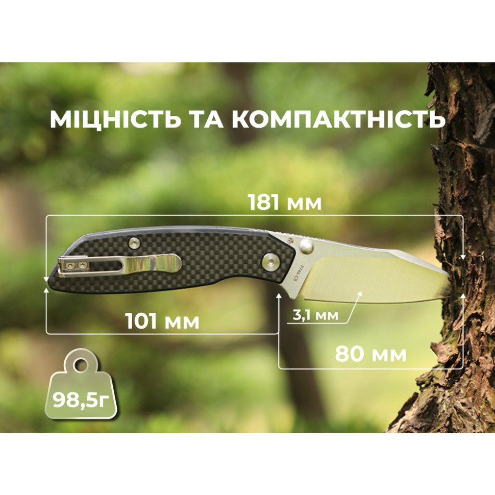 Ніж складаний туристичний Ruike P746-CB, (8 см) 14C28N / G10 чорний Киев - изображение 14