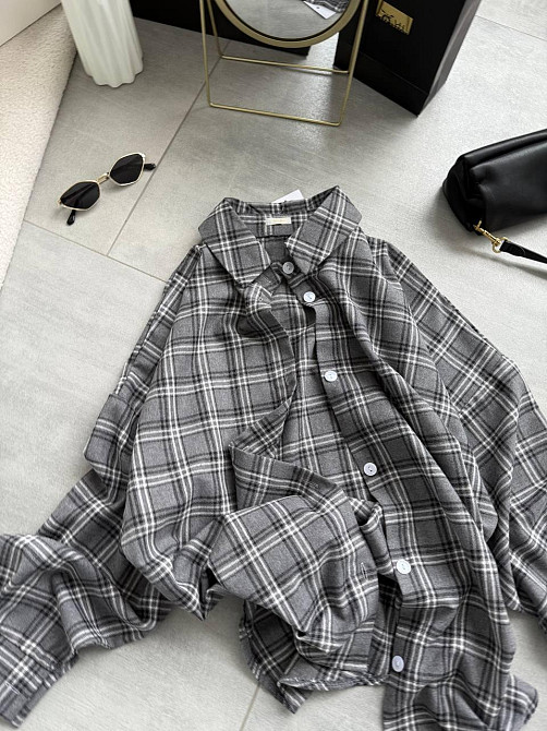 Женская трендовая оверсайз рубашка в клетку костюмный тиар Одесса - изображение 7