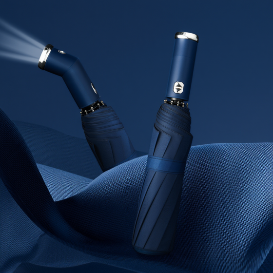 Парасолька з Led-ліхтариком на 10 спицях від дощу, сонця, діаметр 105 см, парасолька автоматична з вбудованим ліхтарем, синя Кам'янець-Подільський