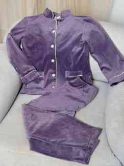 Дитяча велюрова тепла піжама дві кишені Ліловий б/к 154-158 Харків
