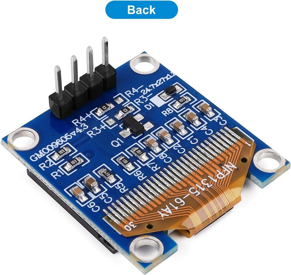 Дисплей OLED SSD1306 I2C 4pin 0.96" 128x64 графічний для Arduino синьо-жовтий Київ - фото 7