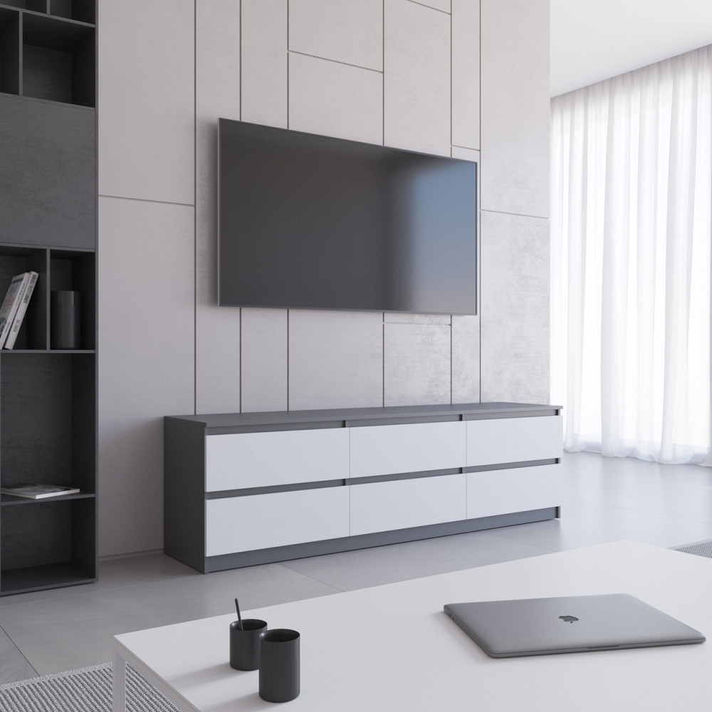 Тумба под телевизор VAYS R-12, 6 ящиков без ручек, ЛДСП, 180×40×53 см Львов - изображение 8