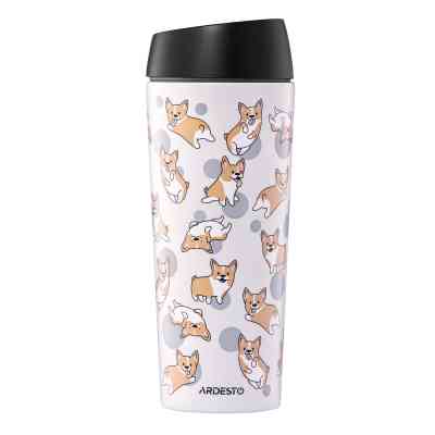 Термокружка Ardesto Coffee Time Animals Corgi 450мл, нержавіюча сталь, сірий (AR2645CR) Вінниця