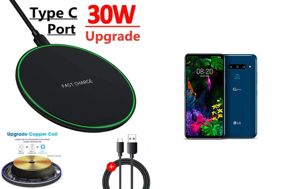 Бездротовий зарядний пристрій Copper до 30W для LG G8 THINQ, G8S ThinQ, G8X ThinQ, USB-C, LED Київ - фото 5