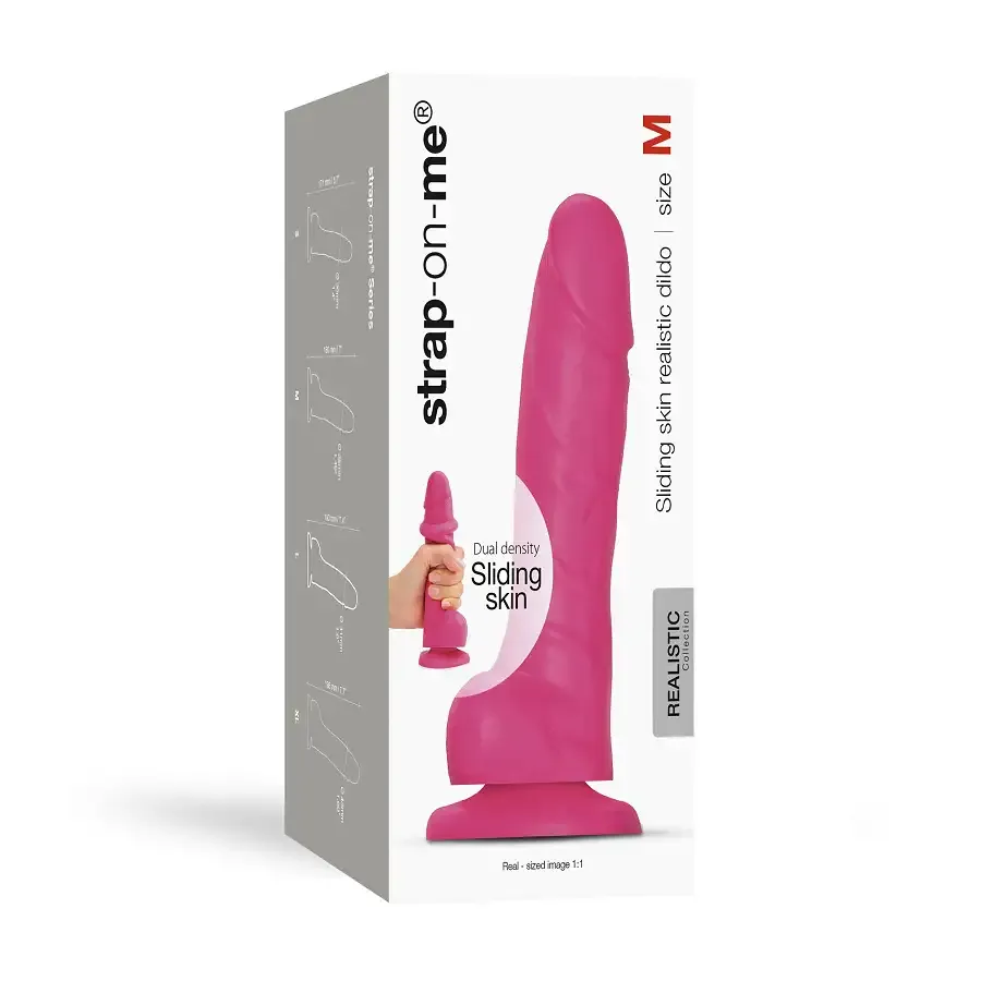Реалістичний фалоімітатор Strap-On-Me Sliding Skin Realistic Dildo Fuchsia - M, ефект рухливої шкіри Львів - фото 7