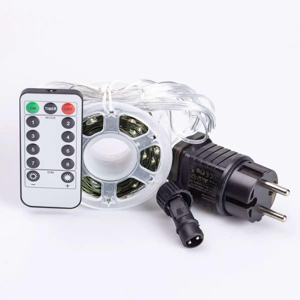 Гірлянда роса на пульті 50 метрів на 500 led світлодіодів крапля на зеленому дроті жовта 500L50MGY Київ - фото 10