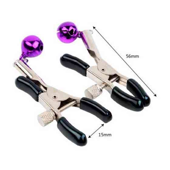 Затискачі для сосків із дзвіночком - Чорний - Садо-мазо Вінниця