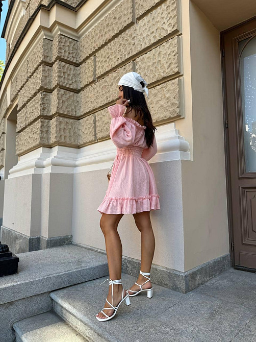 Женское летнее романтичное мини платье натуральный муслин Розовый, 46/48 Одесса - изображение 9