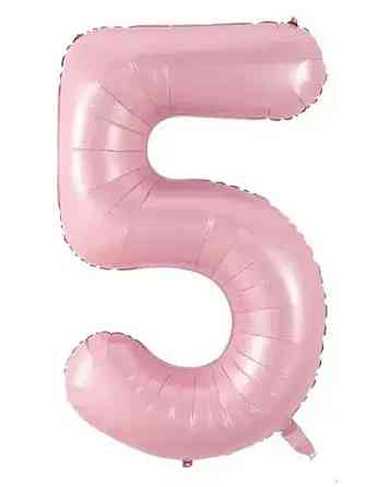 Цифра фольгирована 5 розовая  30