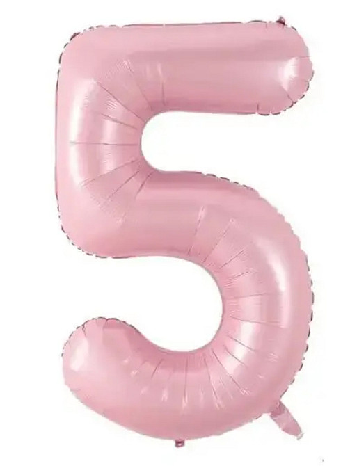 Цифра фольгирована 5 розовая  30