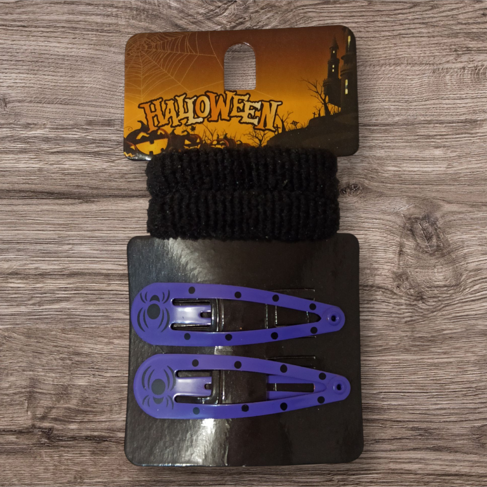 Набор 2 заколки фиолетовый 2 резинки для волос на Хэллоуин черный Киев - изображение 4