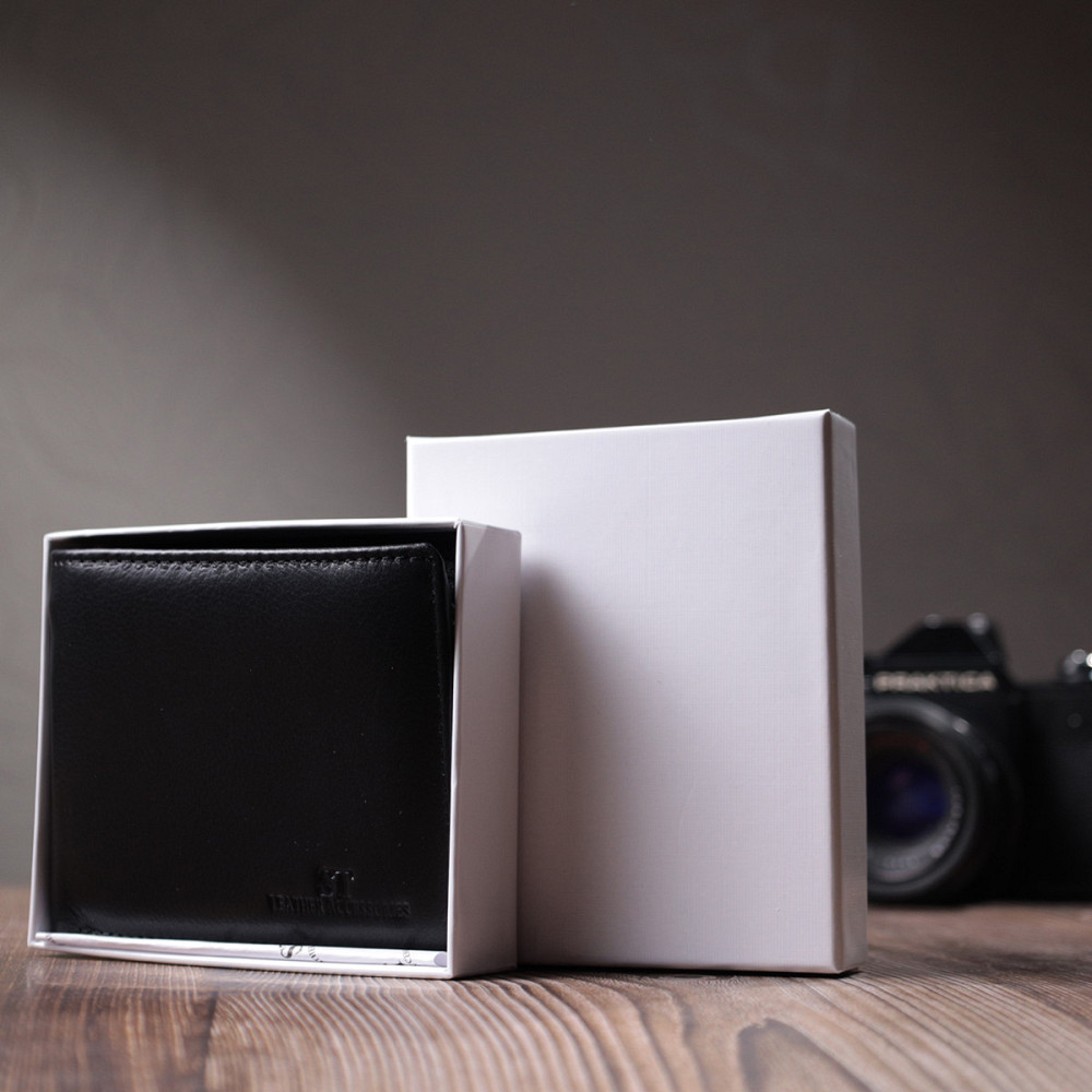 Чоловіче портмоне з натуральної шкіри Чорний (ST Leather) Київ - фото 4