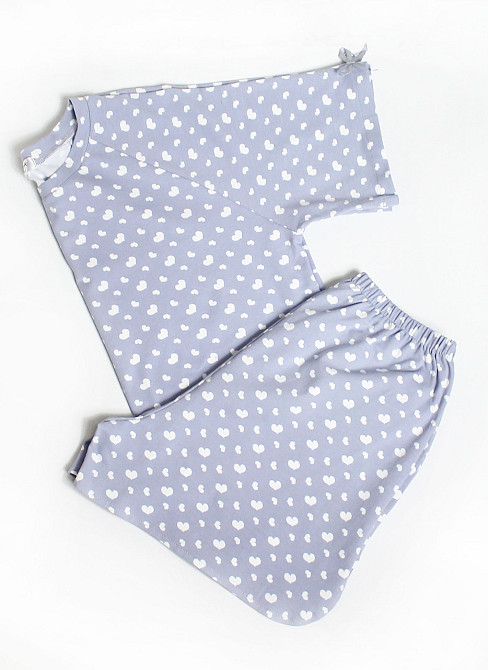 Пижама с шортами женская Белый Сердечки Светло-серый L/XL Харьков - изображение 6