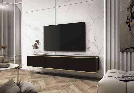 Тумба під телевізор навісна Perfect Home Оро / Oro 3-дверна RTV175 Чорний (PFH-091362) Дніпро