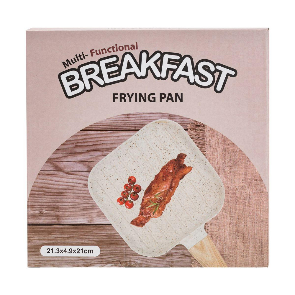 Сковорода гриль квадратна 18×18 см рифлена з гранітним покриттям бежева HP39568W Київ - фото 7