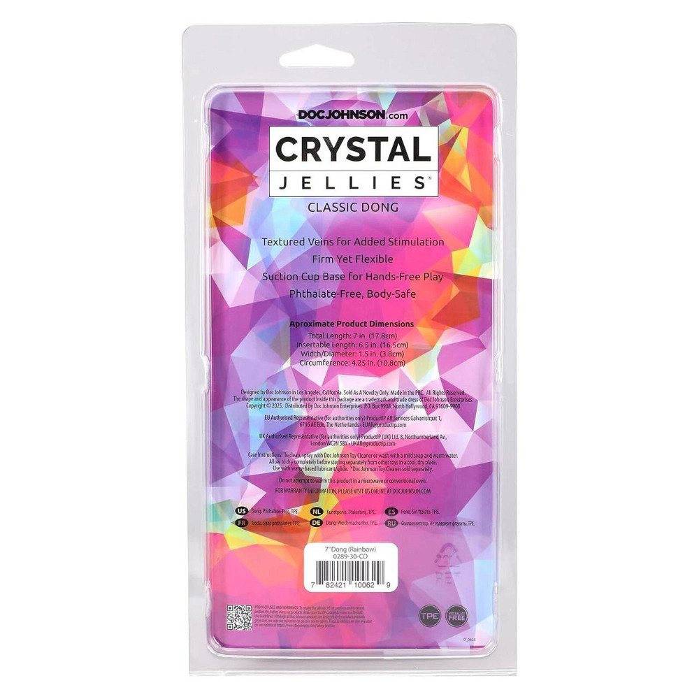 Дилдо Doc Johnson Crystal Jellies - 7 Inch Сlassic Dong - Rainbow Sex Aura Київ - фото 6