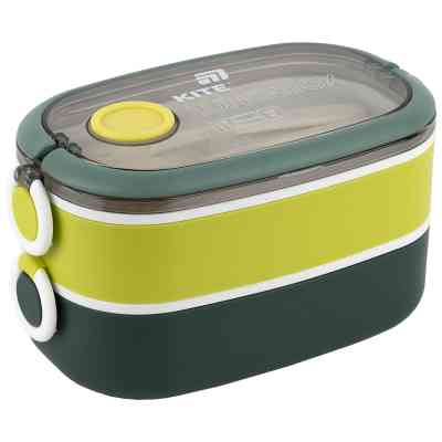 Ланч-бокс Kite подвійний з наповненням 1600 мл, зелений (K25-1181-3) Винница