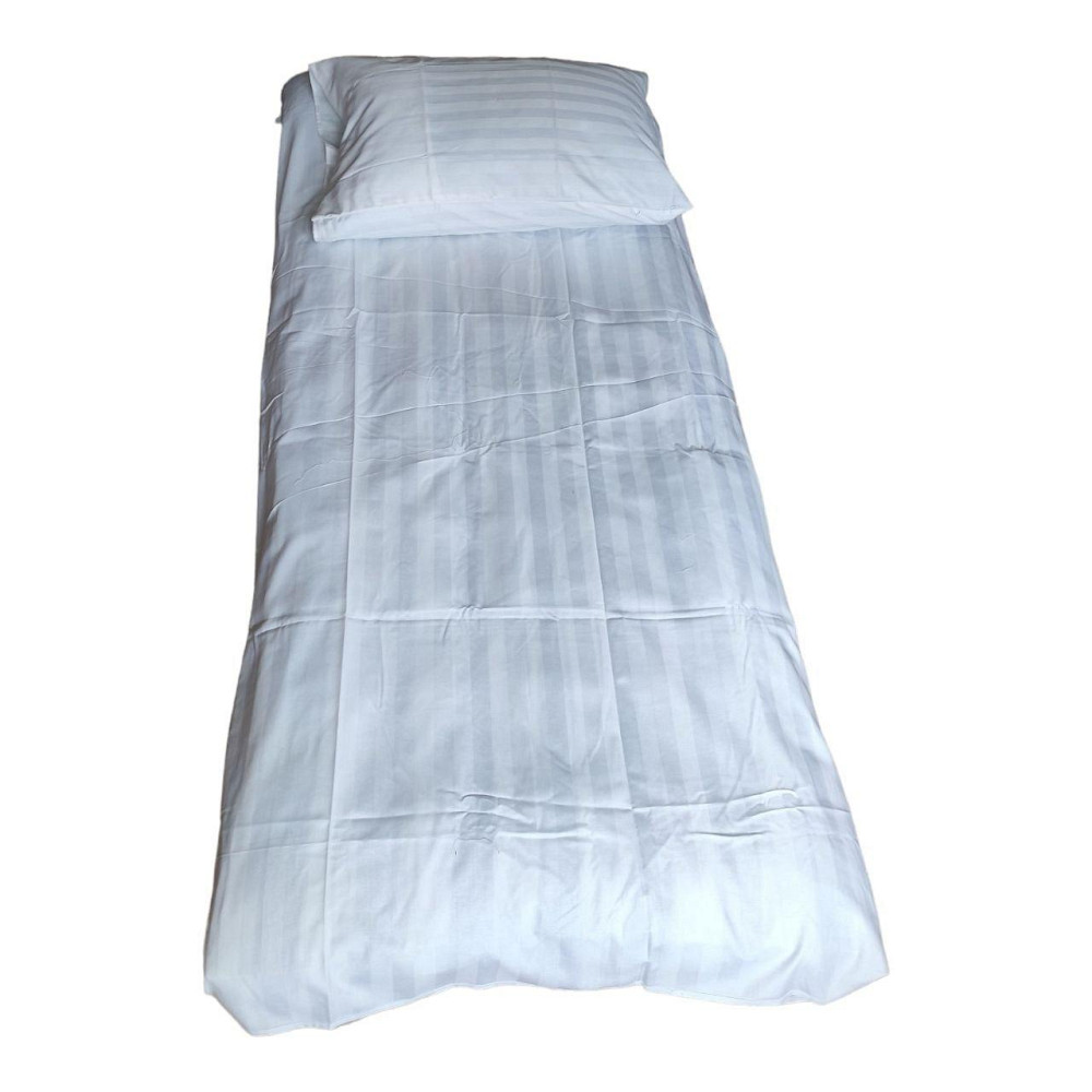 Простирадло Сатин Страйп 145×215 Полуторне біла Київ - фото 4