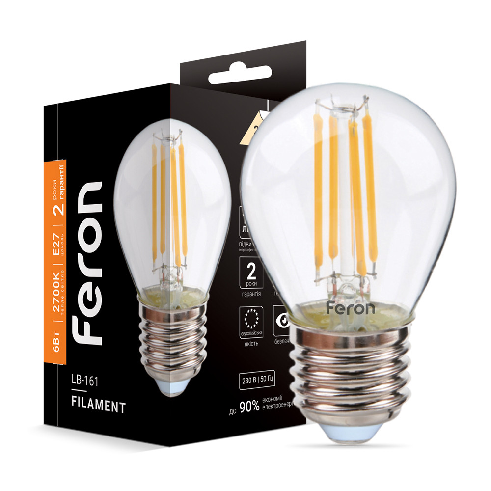 Світлодіодна лампа Feron Filament LB-161 6Вт E27 2700K Харків - фото 1