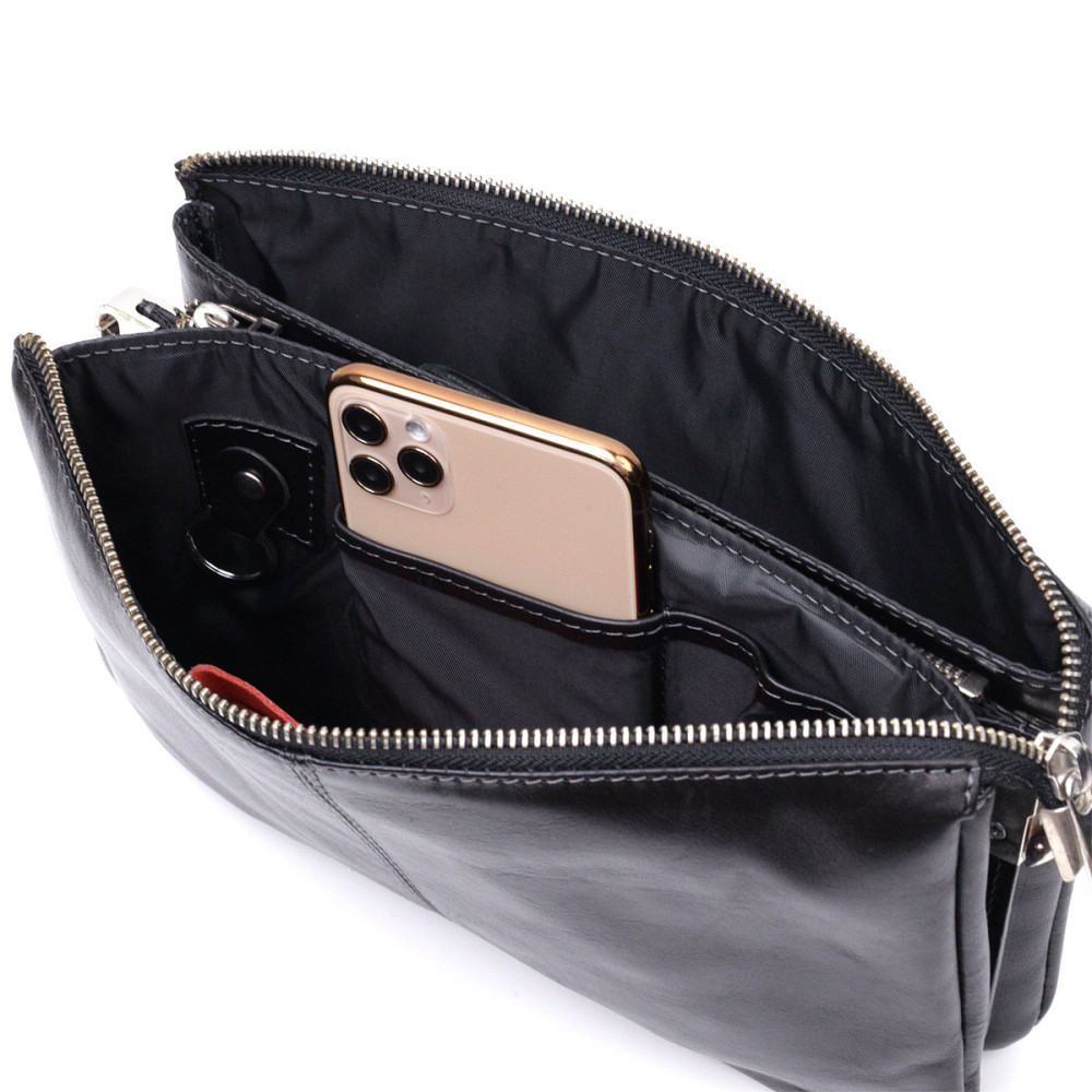 Розкішний жіночий клатч із натуральної шкіри GRANDE PELLE 11657 Чорний Київ - фото 9