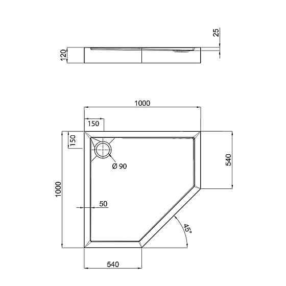 Душовий піддон Qtap Diamond 301112 100x100x12 см + сифон Київ