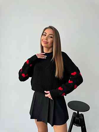 Жіночий стильний оверайз светр акрил/вовна Чорний Одеса