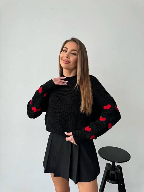Женский стильный оверайз свитер акрил/шерсть Черный Одесса - изображение 1