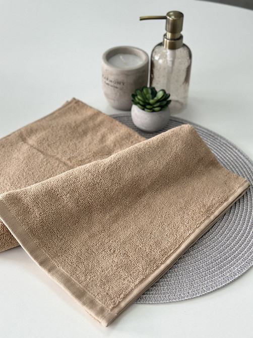 Комплект полотенец однотонных Ideal Textile 40х70+50х90+70х140 см 400 г/м2 (56860941) Бежевий Черновцы - изображение 4