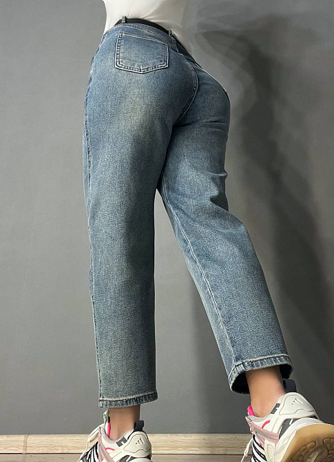 Джинсы женские Sterling 9203 MOM с ремнем стрейчевые бананы синие , синий, 26, 26, 71 см, 99 см Киев - изображение 3