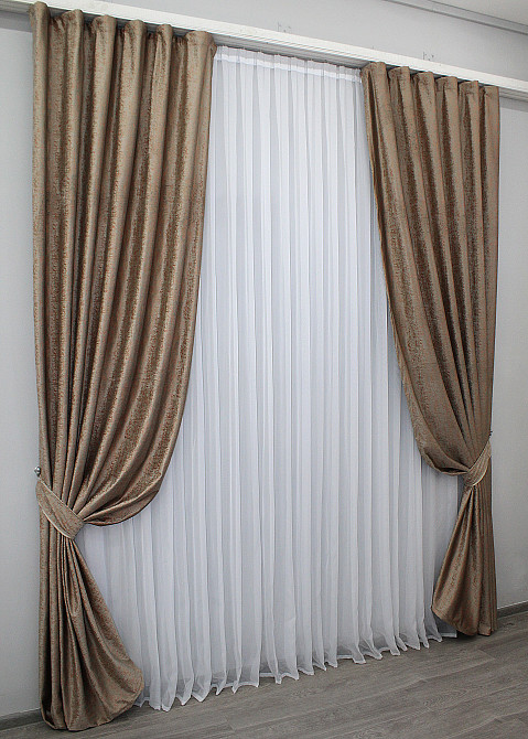 Комплект готових штор VR-Textil Оксамит (бархат) № 1129ш Какао з теракотовим 150х270 см 2 шт (30-940) Київ - фото 3