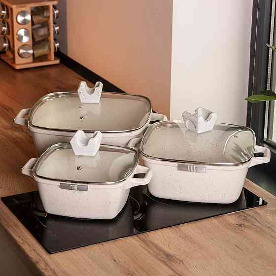 MGC Набір з 3 квадратних каструль, 20, 24, 28 см, алюміній, товсте дно MGC HP-4-403 Київ