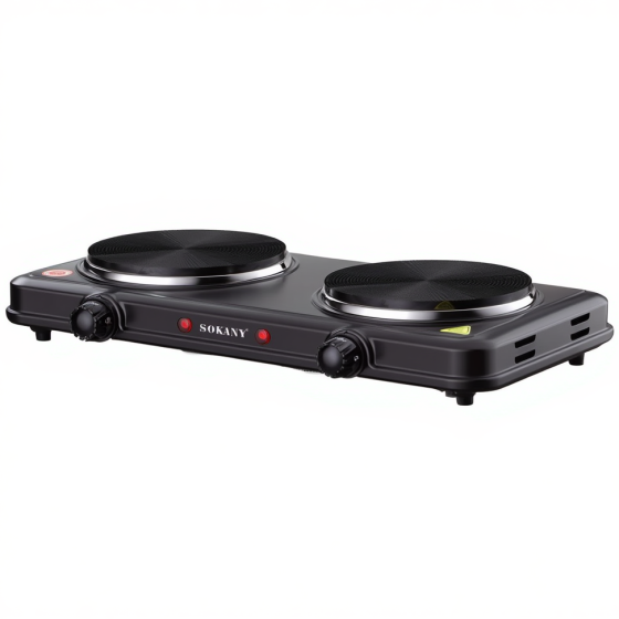 Електроплита двоконфоркова Sokany настільна плита 2000 Вт електрична плитка портативна для дому дачі SK-5107 Київ