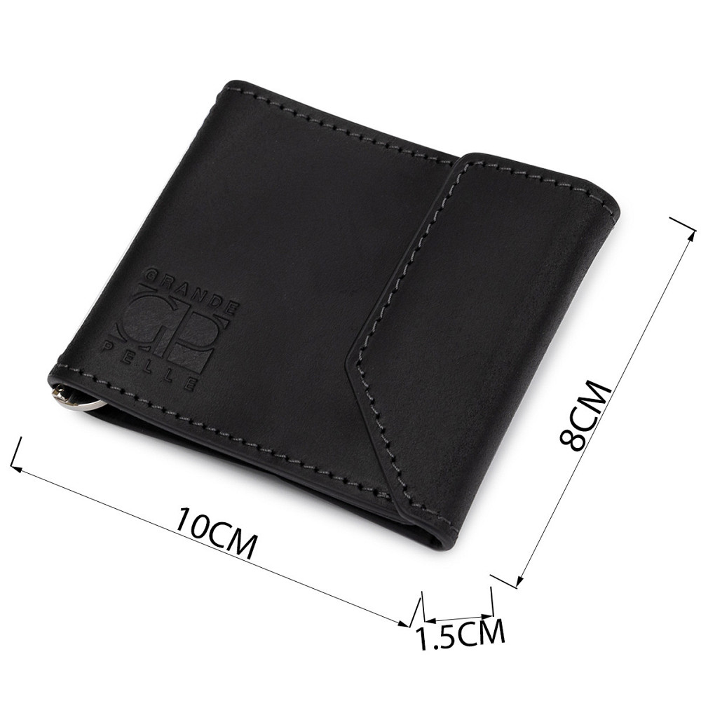 Мужской практичный зажим для денег GRANDE PELLE 11404 Черный Киев - изображение 3
