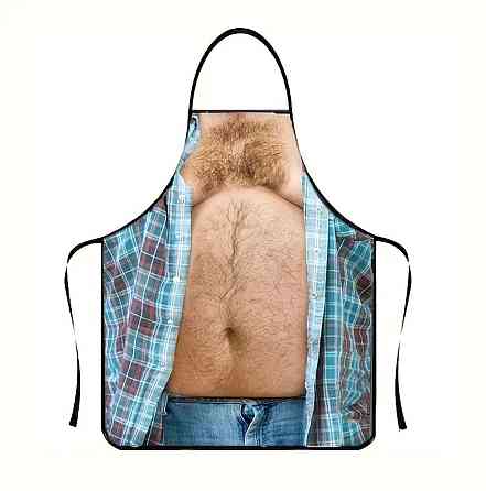 Фартух з приколом чоловічий кухонний Пузатий чоловік у клітчастій сорочці для кухні та мангалу Київ