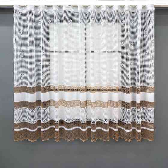 Тюль сітка висотою 1,6м "Juli", колір білий з карамельним 1719т Київ