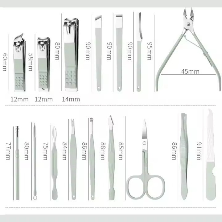 Набор для маникюра и педикюра в кейсе,пинцет,пилочка,ножницы универсальные предметы 16 шт, цвет зеленый Каменец-Подольский - изображение 5