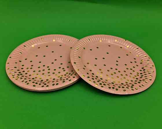 Тарілки паперові одноразові "Конфеті на рожевому" 18 см, 10 шт No43 (1 пачка) Харків