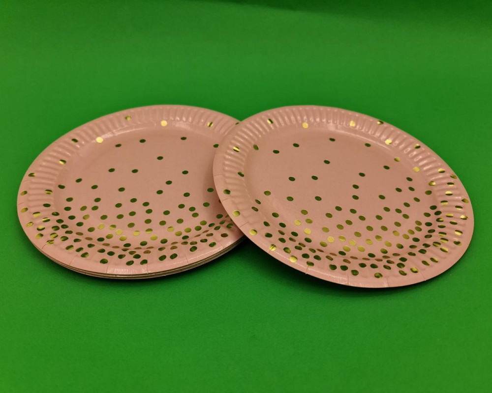 Тарілки паперові одноразові "Конфеті на рожевому" 18 см, 10 шт No43 (1 пачка) Харків - фото 1