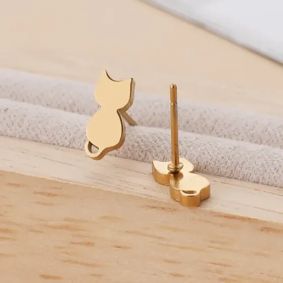 Серьги-гвоздики «Кошки» — набор 3 пары (нержавеющая сталь) Киев