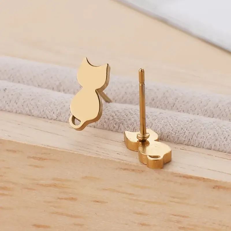 Серьги-гвоздики «Кошки» — набор 3 пары (нержавеющая сталь) Киев - изображение 4