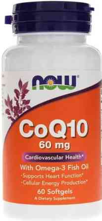 Коензим Q10 з риб'ячим жиром Омега-3 Now Foods CoQ10 with Omega-3 Fish Oil 60 мг 60 капс Київ