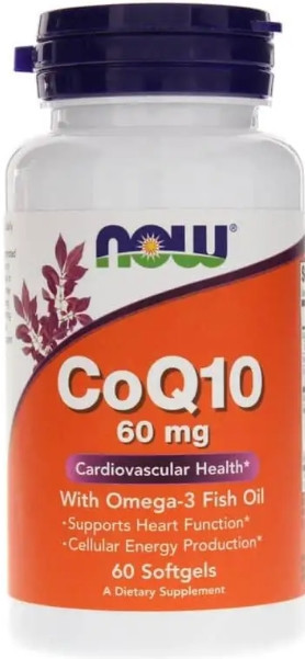 Коэнзим Q10 с рыбьим жиром Омега-3 Now Foods CoQ10 with Omega-3 Fish Oil 60 мг 60 капс Киев - изображение 1