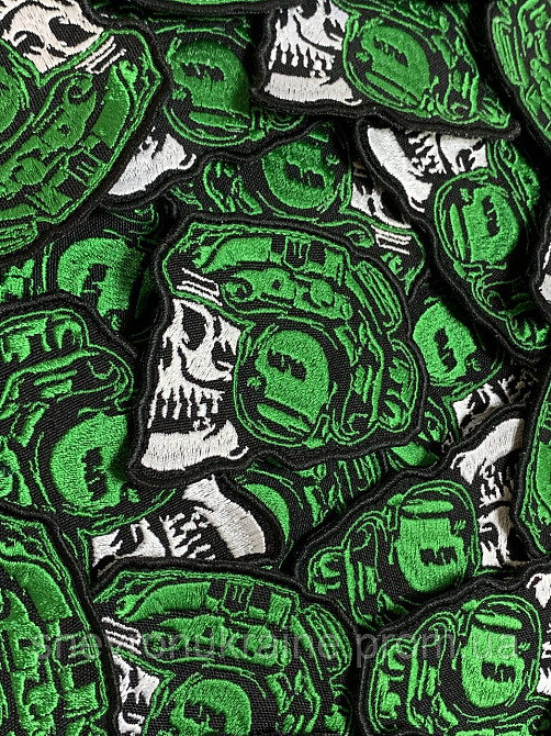 Шеврон Череп в каске (Форма контурная. На липучке) Размер 7x8см Киев - изображение 3