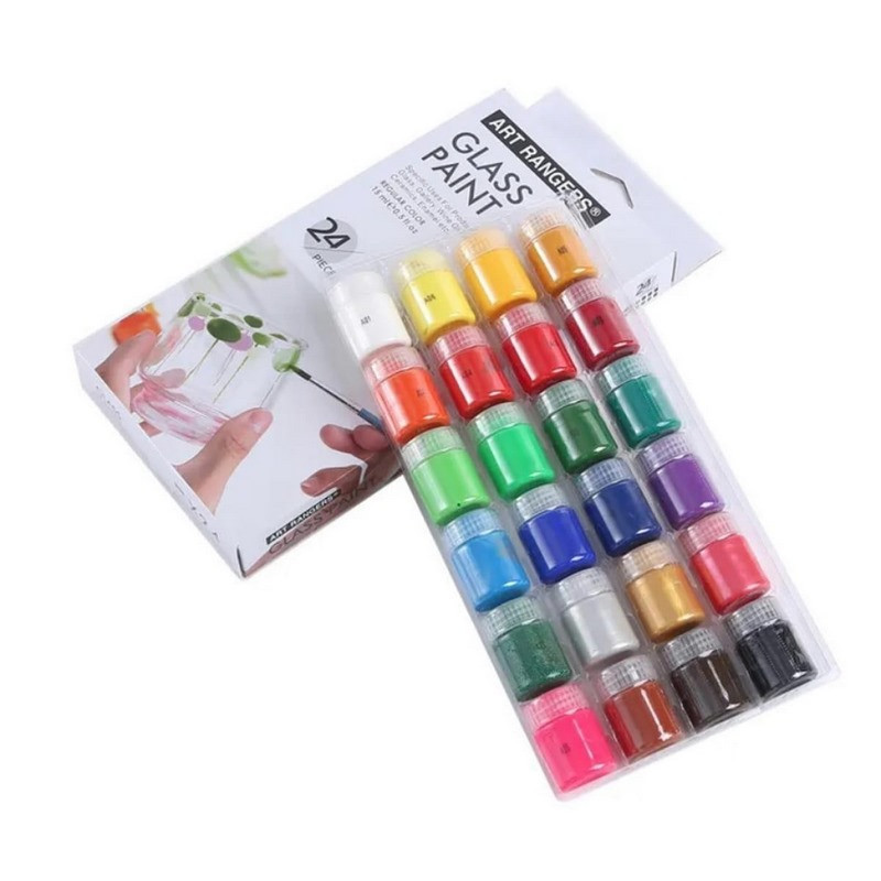 Набор красок для стекла GAS2415, 15 мл, 24 цвета, 3 кисточки Винница - изображение 2